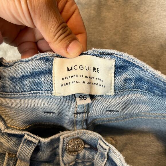 McGuire Sz 26 High-Rise Vintage Slim Fit Faded Blue Jeans Distressed Women's - Picture 6 of 8